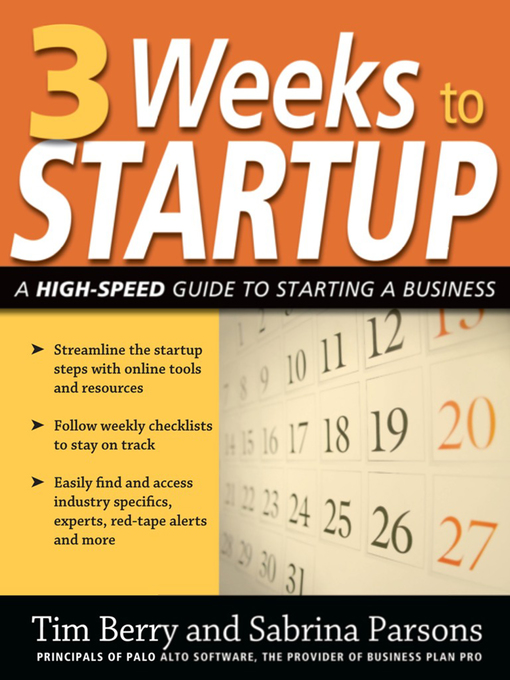 Title details for 3 Weeks to Startup by Tim Berry - Available